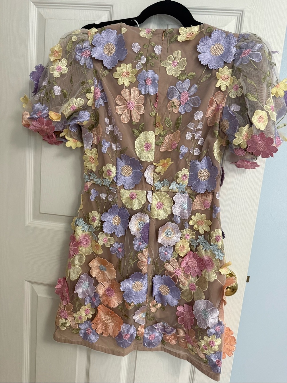 Elliatt Anthea Embroidered V-Neck Mini Dress in Multi Pastel NWT - Picture 7 of 7